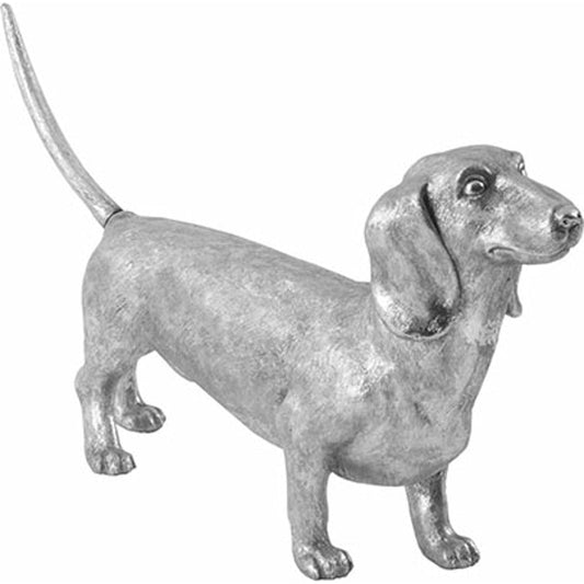 Dachshund by Phillips Collection in silver and silver leaf. Made from resin in a eclectic & global style.