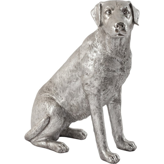 Labrador Dog by Phillips Collection in silver and silver leaf. Made from resin in a transitional style.