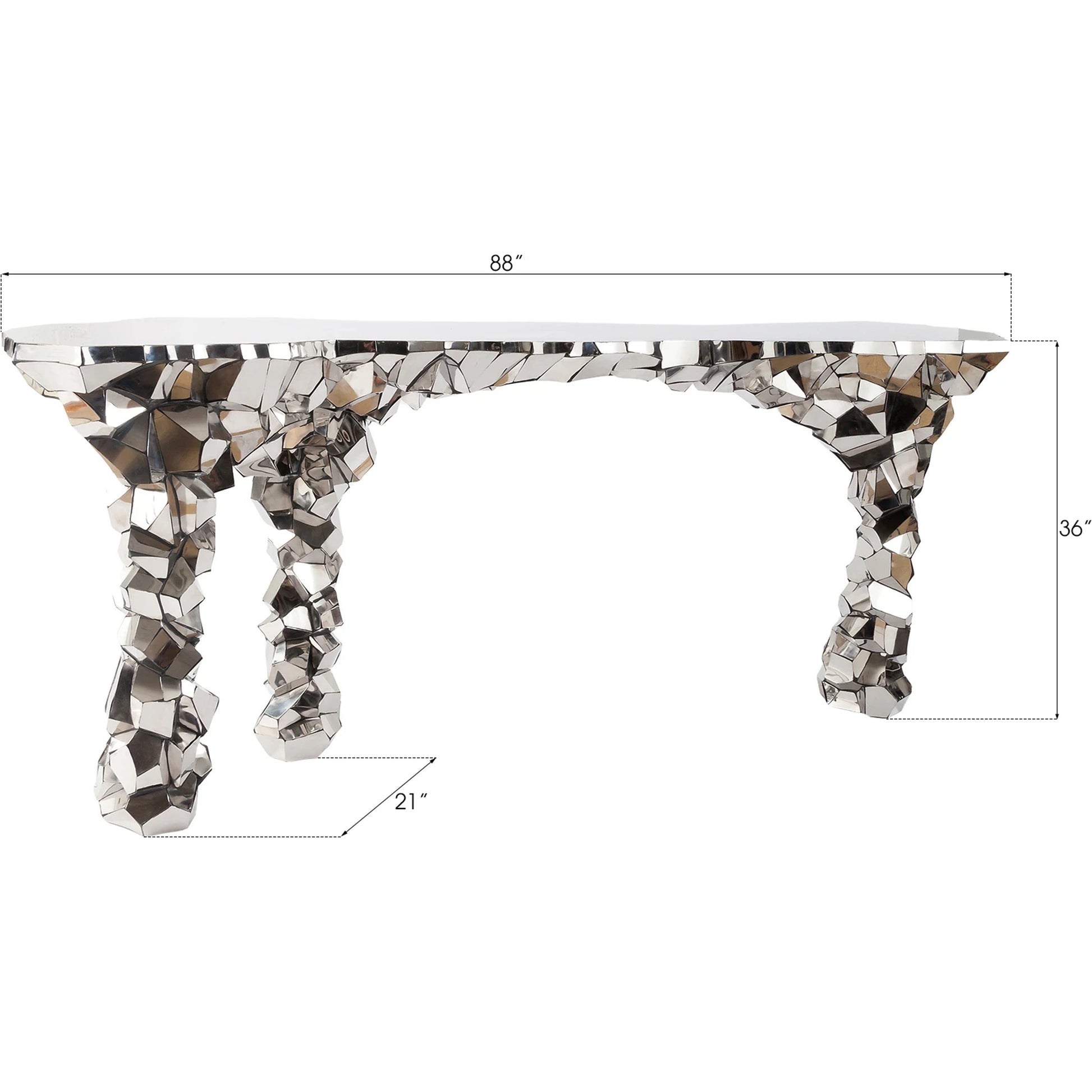 Radica Trizole Console by Phillips Collection in silver. Made from metal in a eclectic & global style.