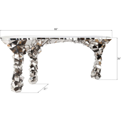Radica Trizole Console by Phillips Collection in silver. Made from metal in a eclectic & global style.