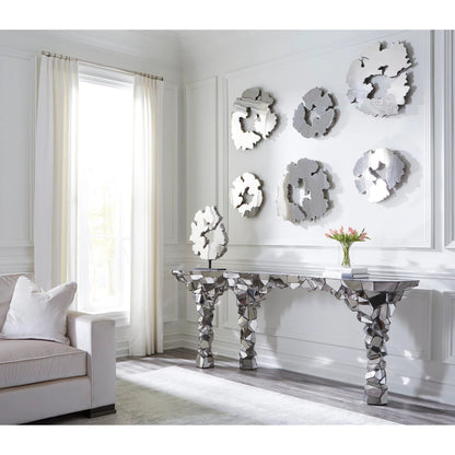 Radica Trizole Console by Phillips Collection in silver. Made from metal in a eclectic & global style.