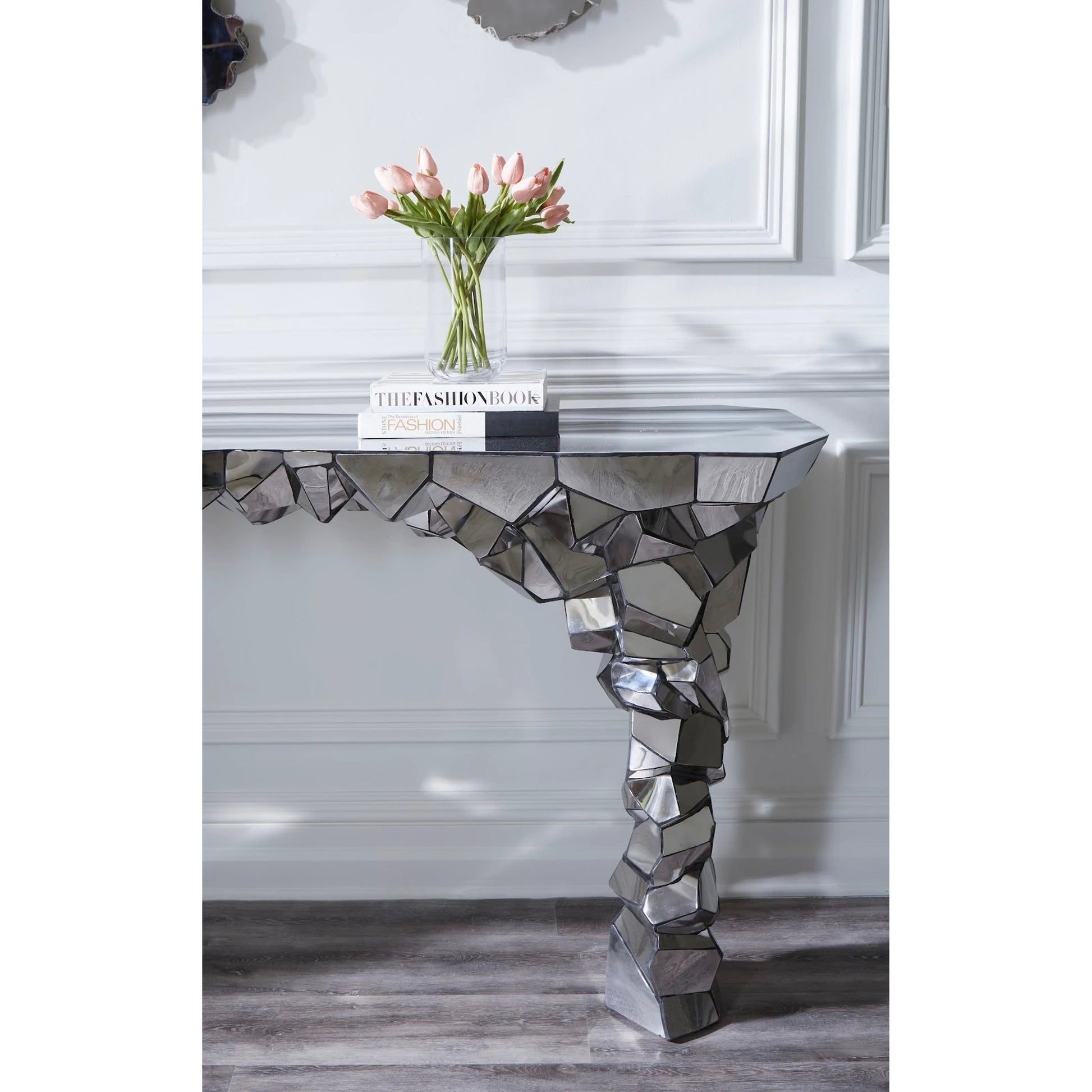 Radica Trizole Console by Phillips Collection in silver. Made from metal in a eclectic & global style.