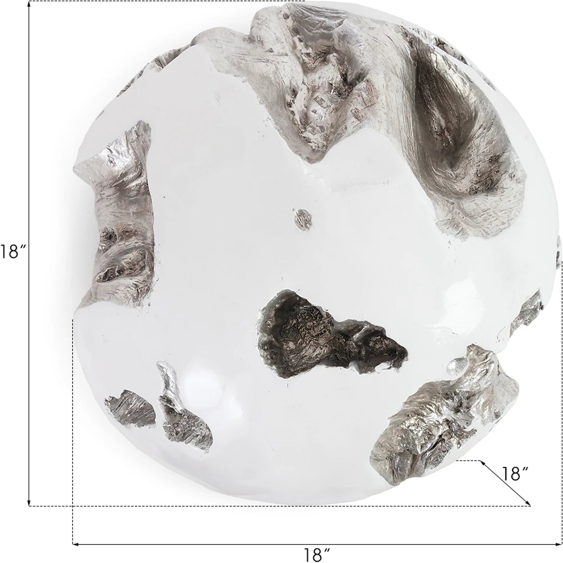 Cast Root Wall Ball by Phillips Collection in white, silver. Made from resin in a modern style.