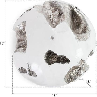 Cast Root Wall Ball by Phillips Collection in white, silver. Made from resin in a modern style.