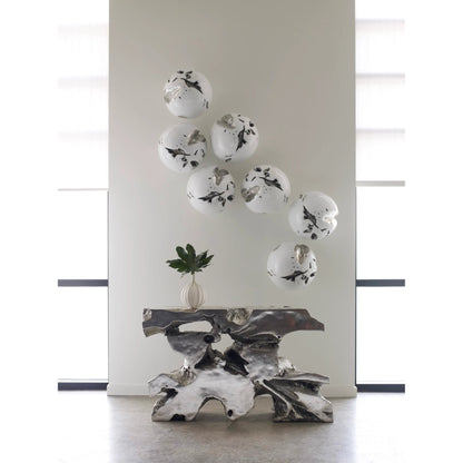 Cast Root Wall Ball by Phillips Collection in white, silver. Made from resin in a modern style.