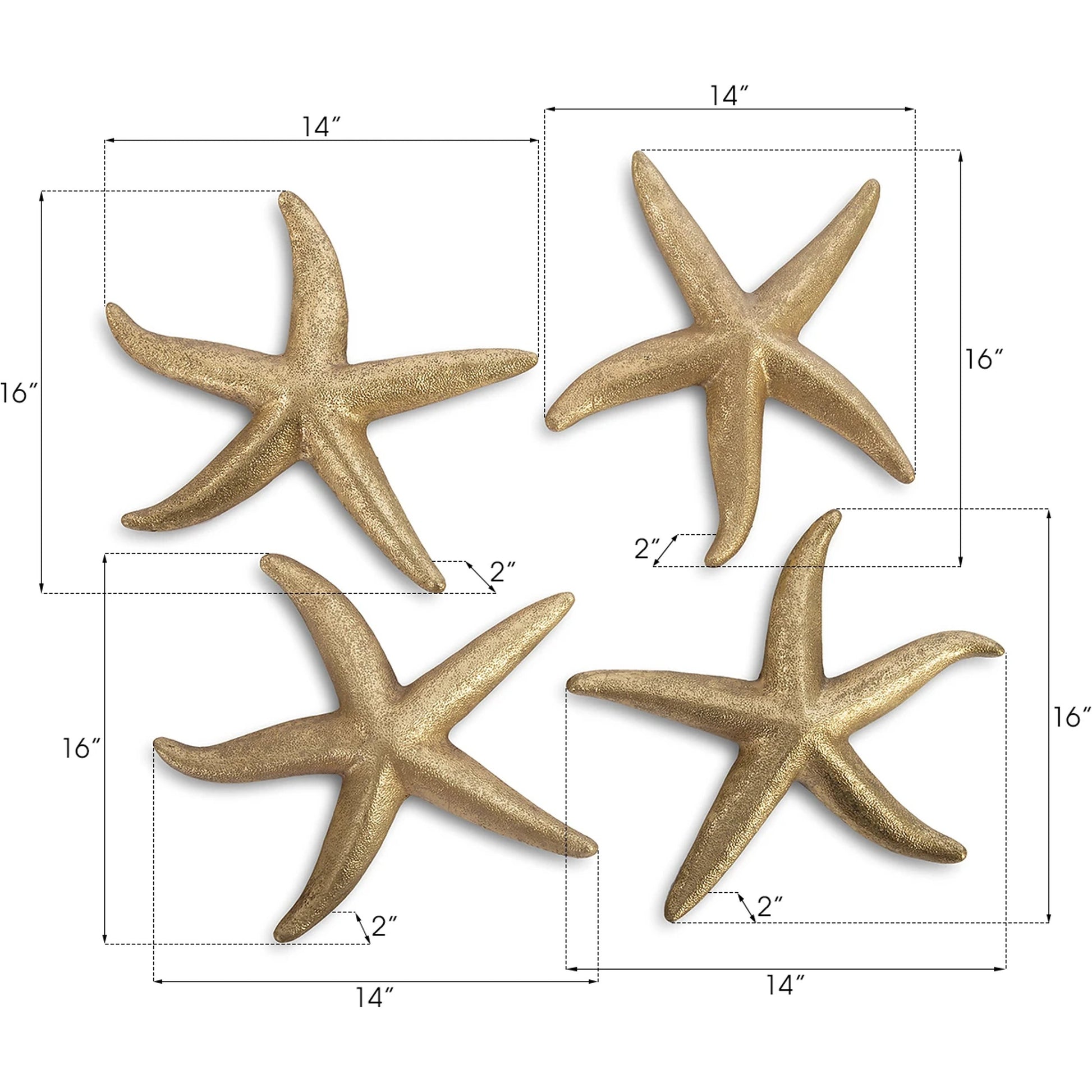 Starfish (Set of 4) by Phillips Collection. Made from resin in a coastal style.