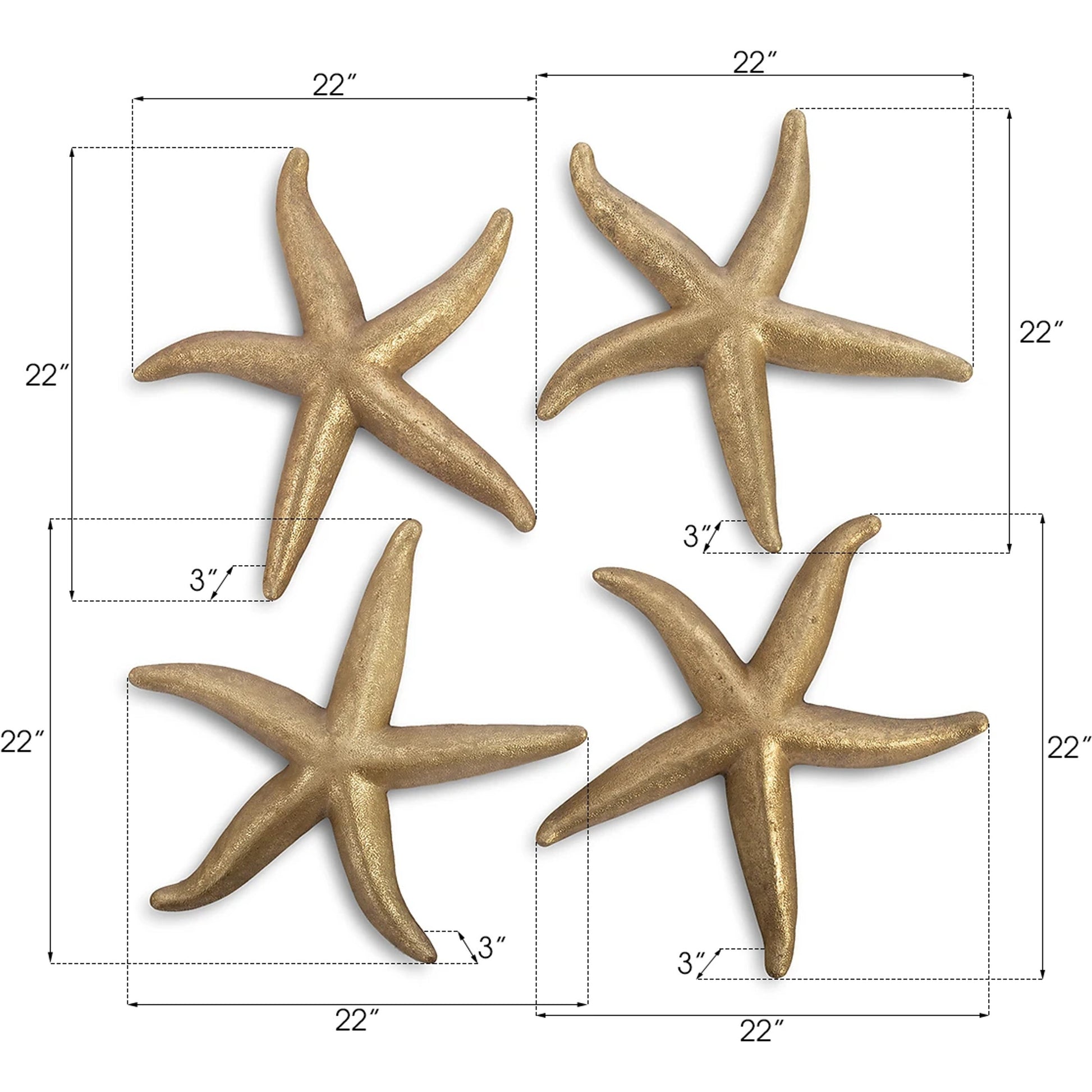 Starfish (Set of 4) by Phillips Collection. Made from resin in a coastal style.