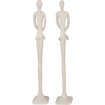 Skinny Male and Female Sculpture by Phillips Collection in off white and roman stone. Made from resin in a eclectic & global style.