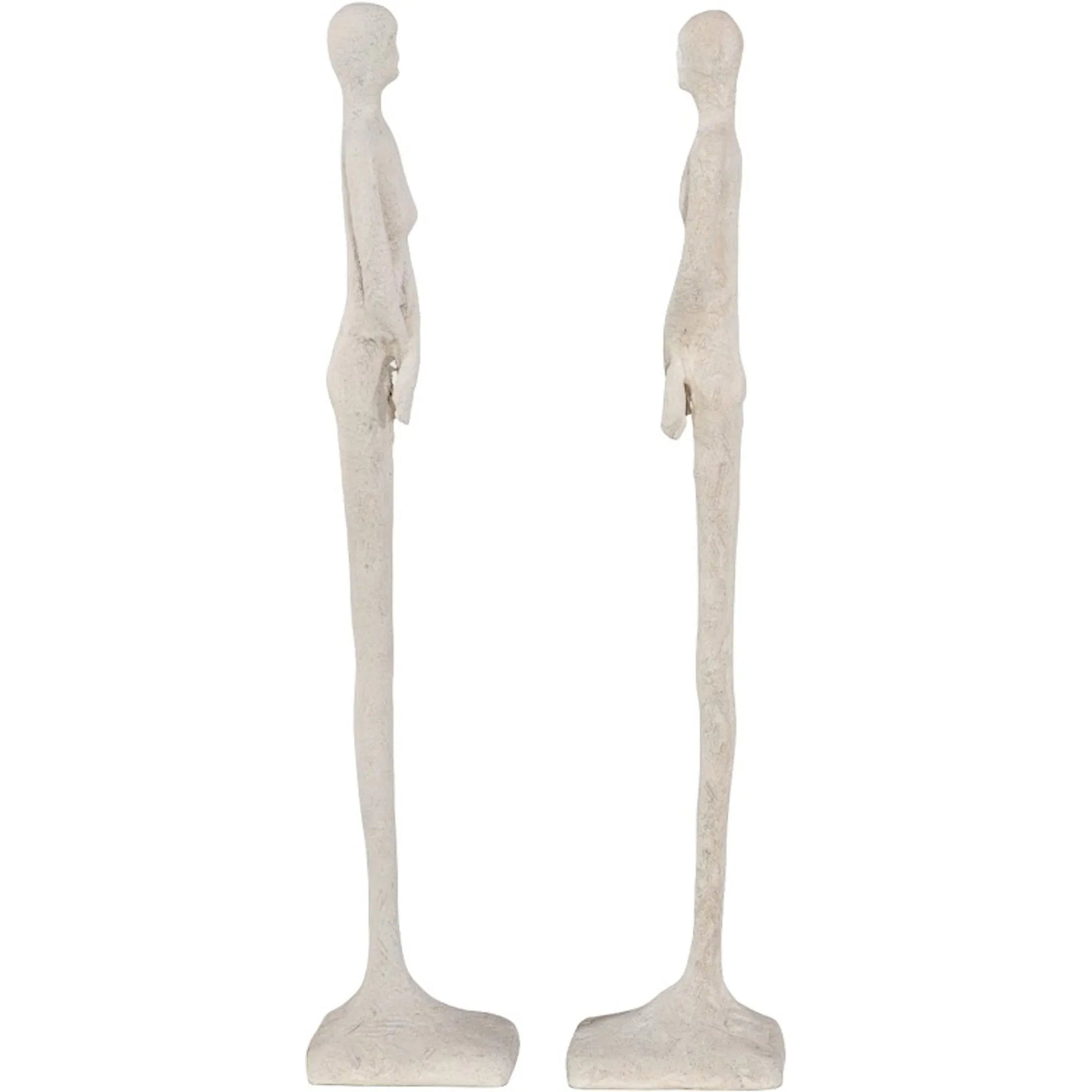 Skinny Male and Female Sculpture by Phillips Collection in off white and roman stone. Made from resin in a eclectic & global style.