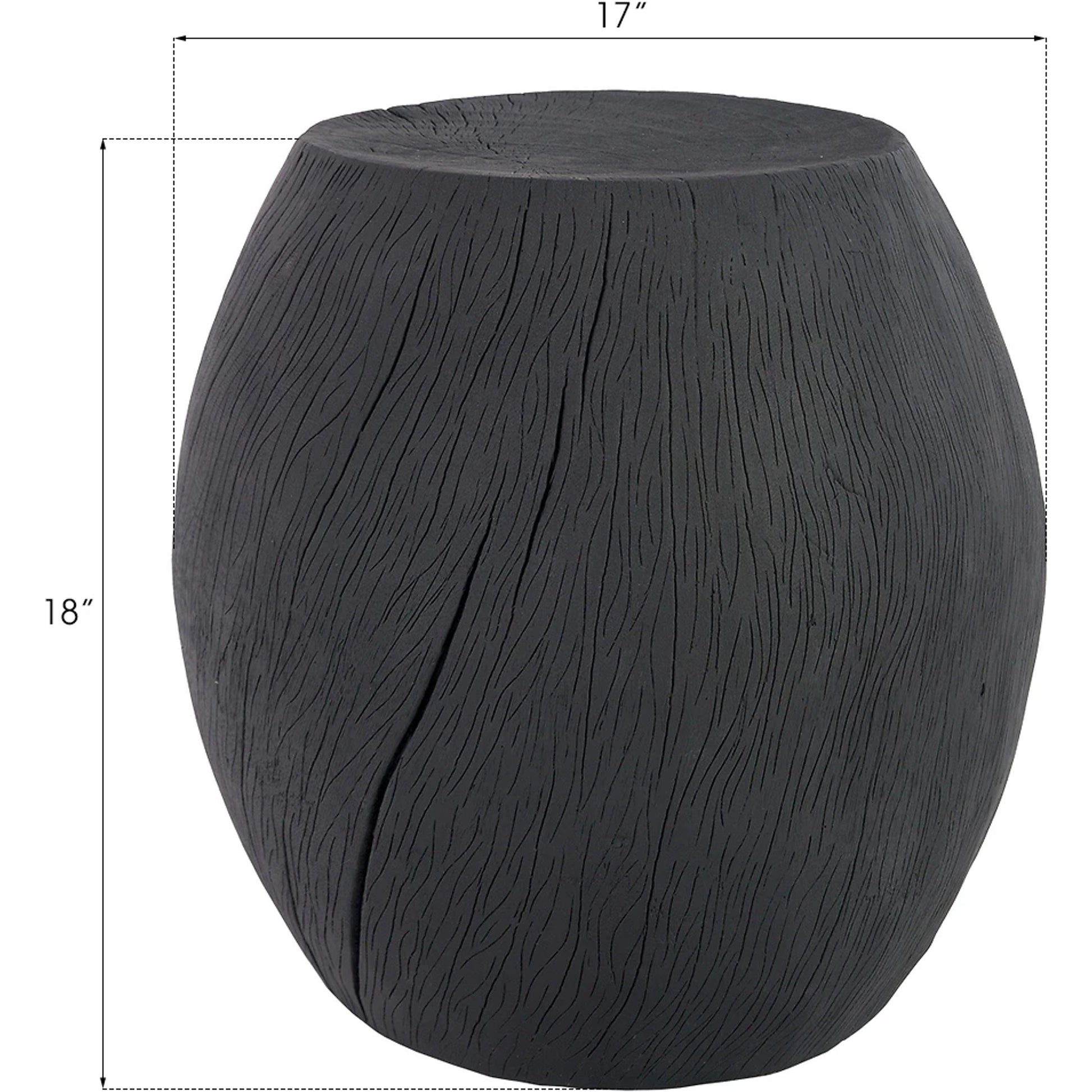 Drum Stool Resin, Charred by Phillips Collection in black and charred. Made from resin in a eclectic & global style.