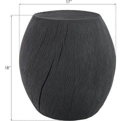 Drum Stool Resin, Charred by Phillips Collection in black and charred. Made from resin in a eclectic & global style.