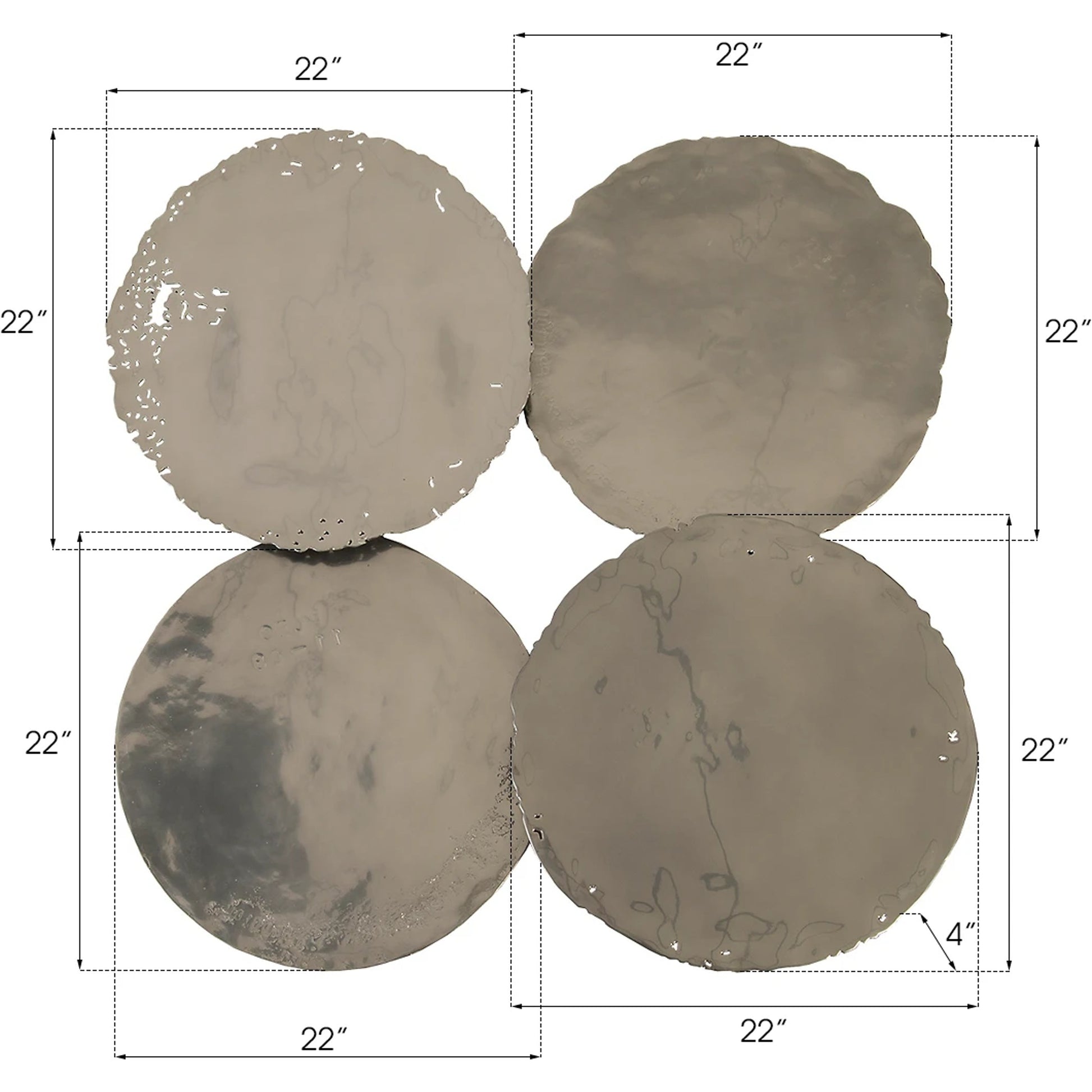 Galvanized Wall Discs (Set of 4) by Phillips Collection. Made from resin in a rustic style.