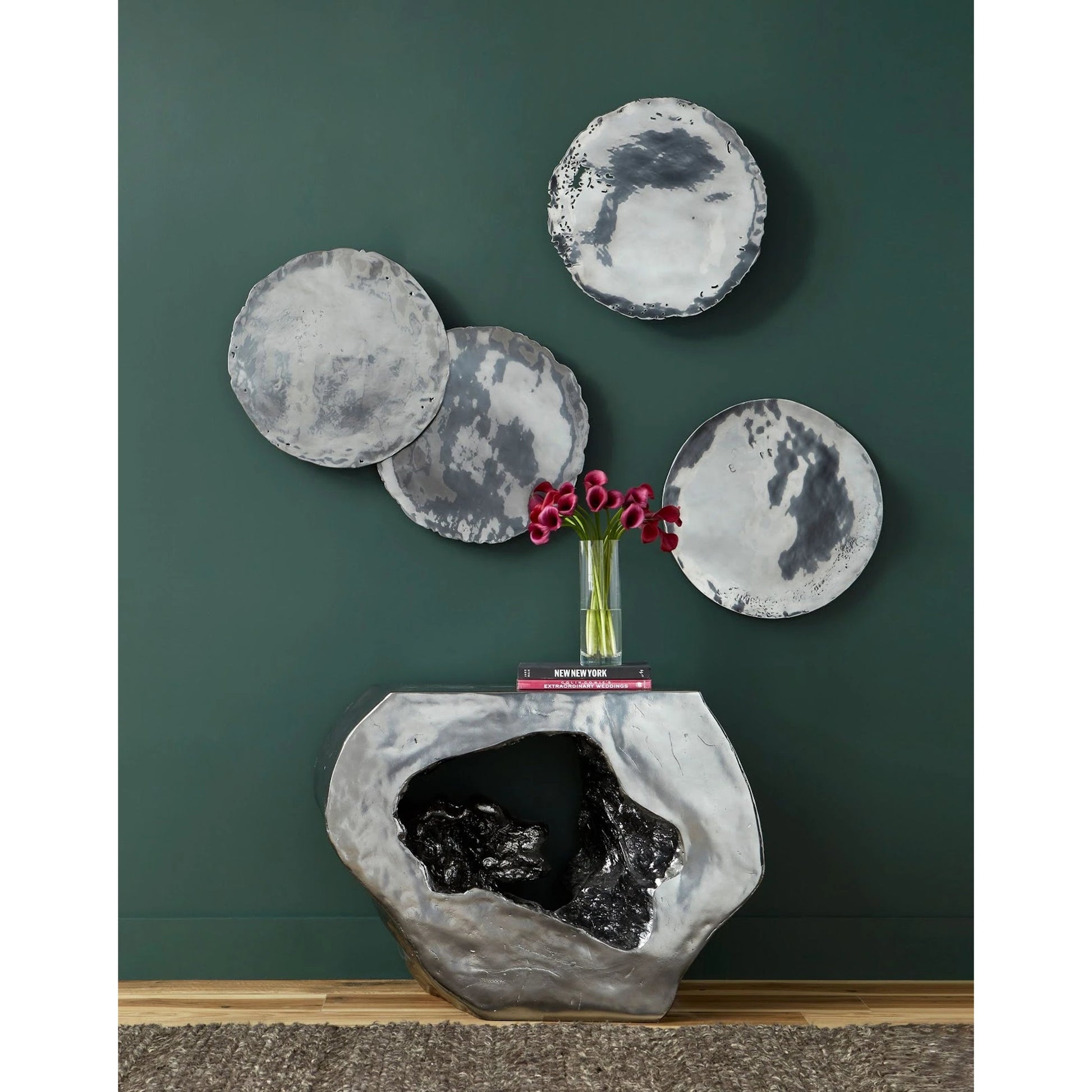 Galvanized Wall Discs (Set of 4) by Phillips Collection. Made from resin in a rustic style.