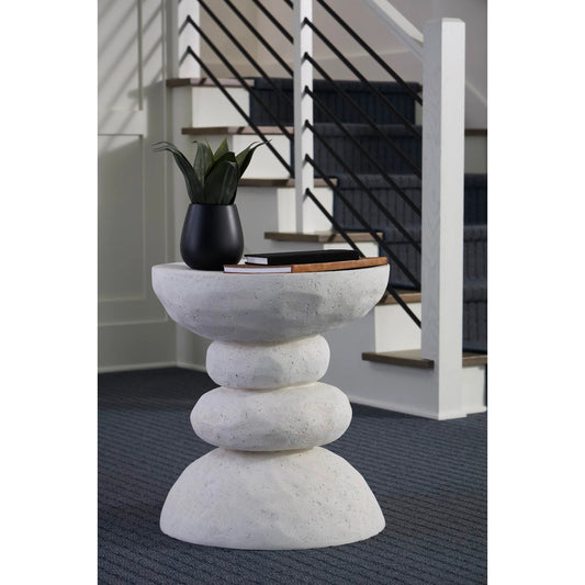 Boulder Side Table by Phillips Collection in off white and stone cast. Made from resin, stone in a eclectic & global style.