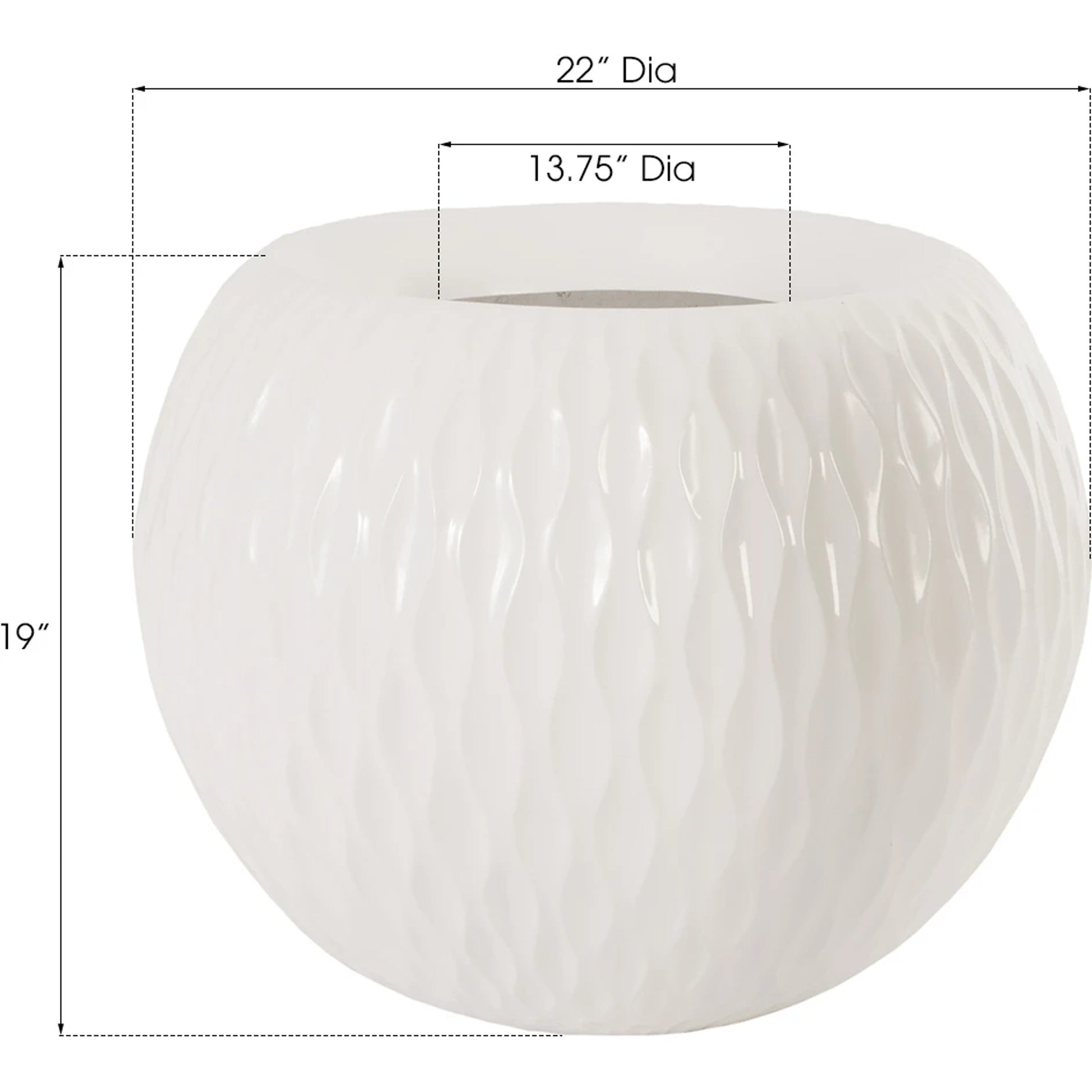 Ripple Planter I by Phillips Collection in black and gel coat. Made from resin in a modern style.