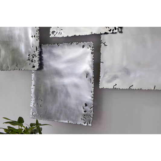 Galvanized Square Wall Tile by Phillips Collection in silver leaf. Made from resin in a modern style.