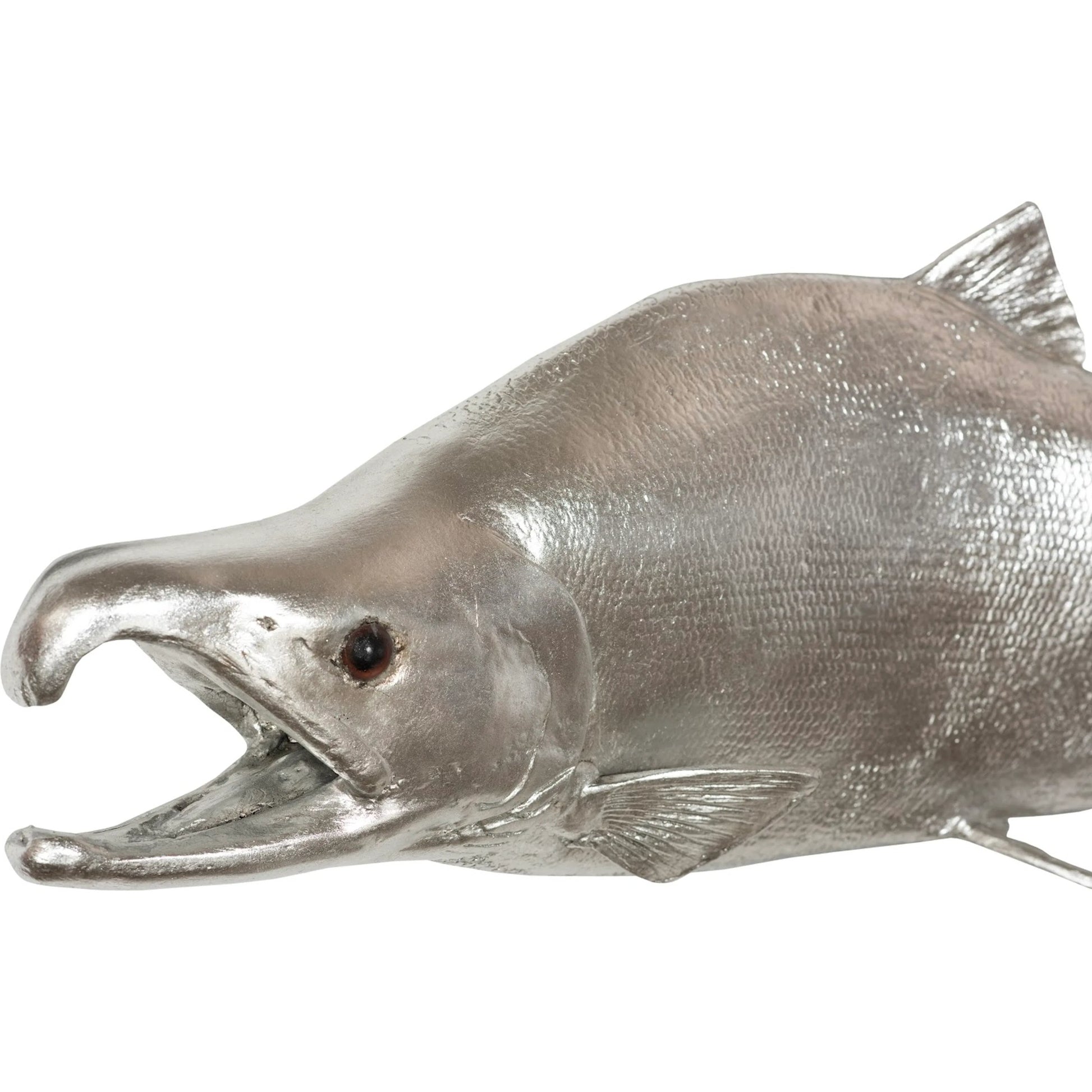 Sockeye Salmon Fish by Phillips Collection in silver and silver leaf. Made from resin in a coastal style.