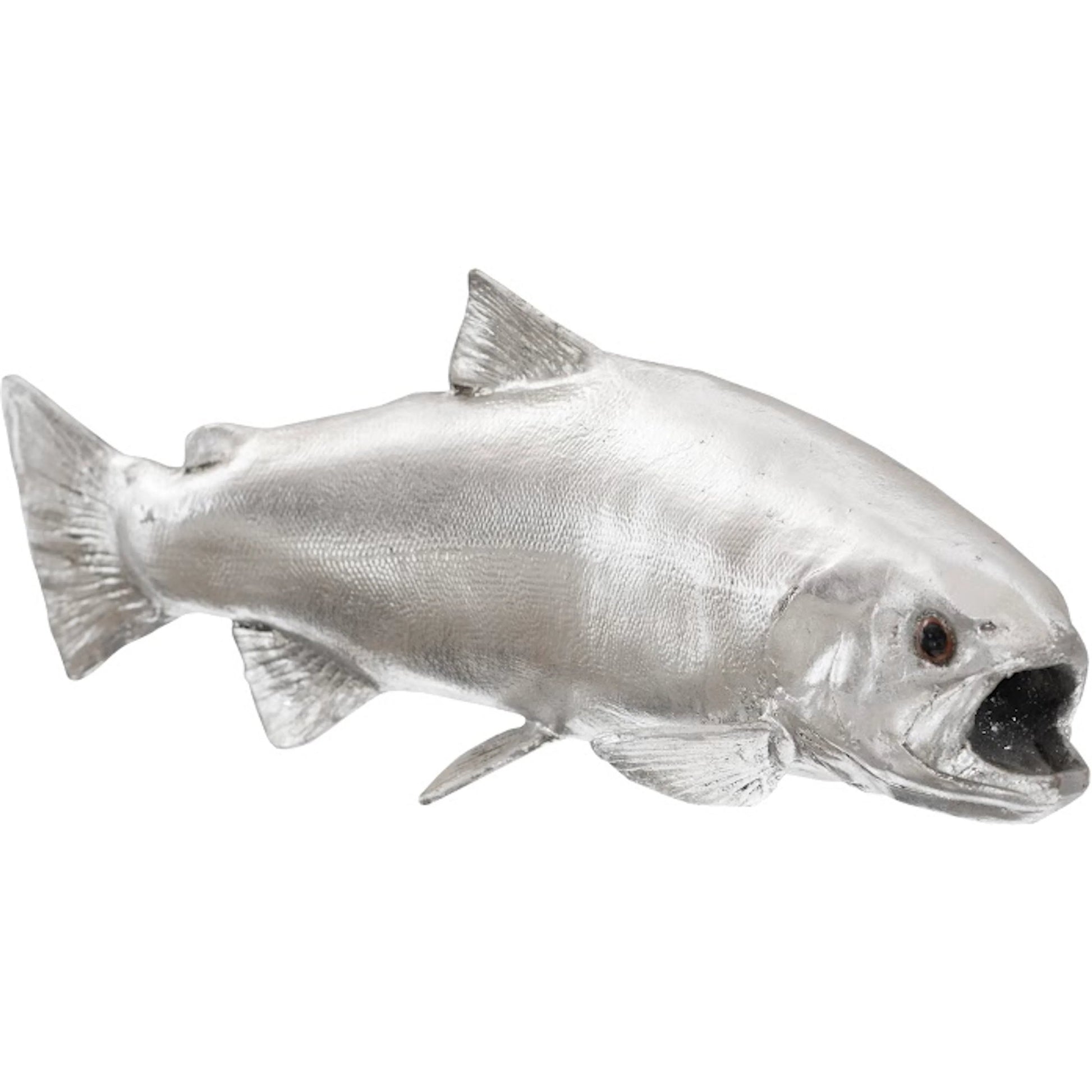 Rainbow Trout Fish by Phillips Collection in silver and silver leaf. Made from resin in a modern style.