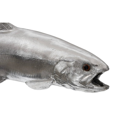 Rainbow Trout Fish by Phillips Collection in silver and silver leaf. Made from resin in a modern style.