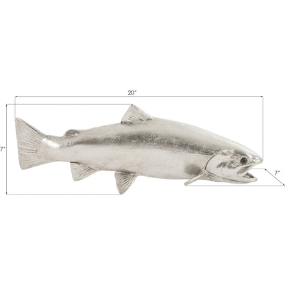 Rainbow Trout Fish by Phillips Collection in silver and silver leaf. Made from resin in a modern style.