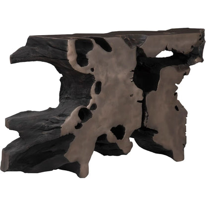 Venice Freeform Console by Phillips Collection in silver and silver leaf. Made from resin in a modern style.