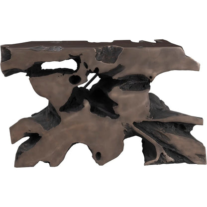 Venice Freeform Console by Phillips Collection in silver and silver leaf. Made from resin in a modern style.