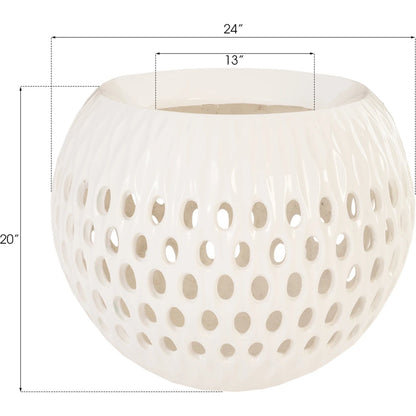 Breathe Planter by Phillips Collection in gel coat. Made from resin in a coastal style.