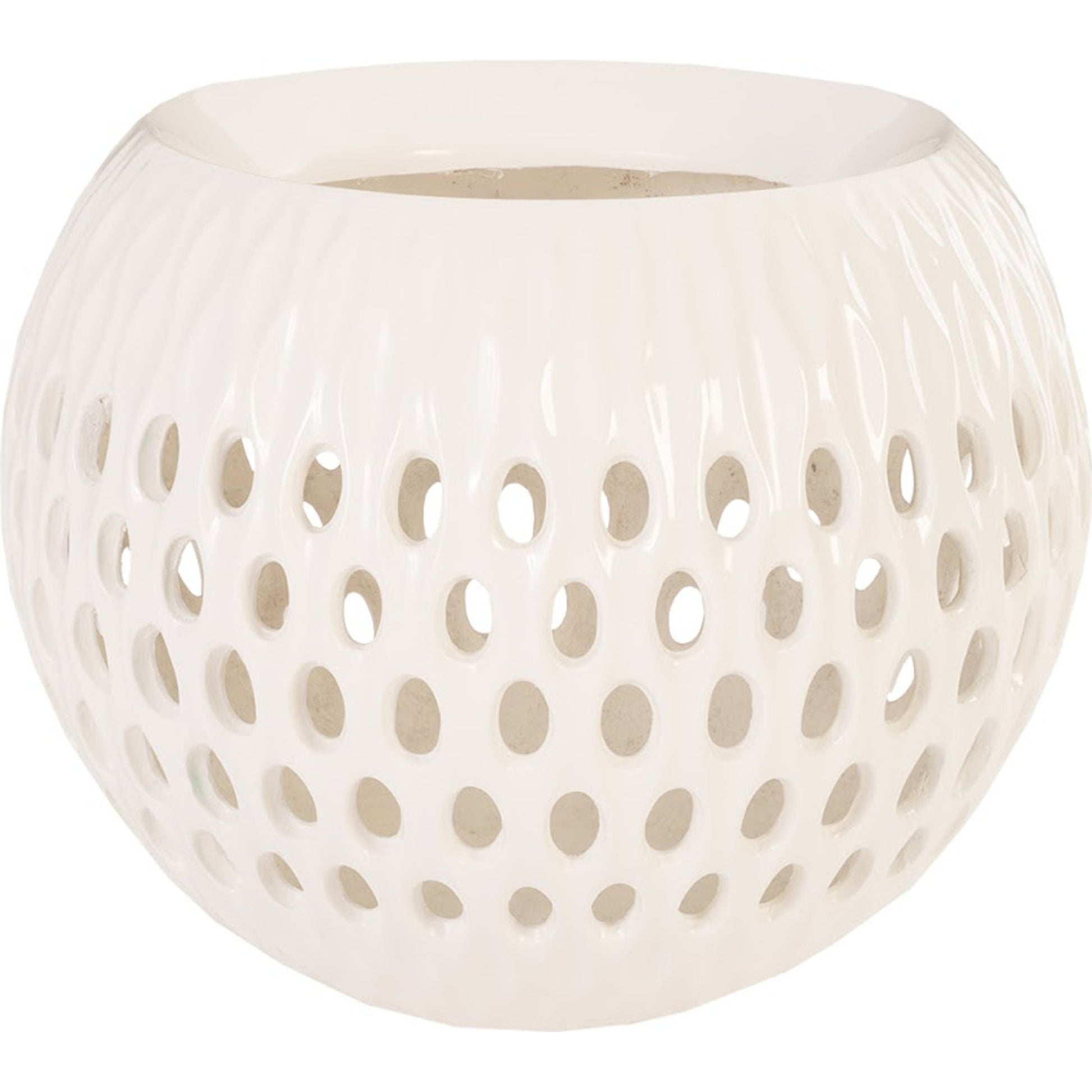 Breathe Planter by Phillips Collection in gel coat. Made from resin in a coastal style.