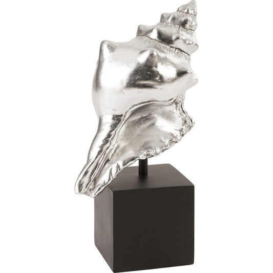 Conch Table Sculpture by Phillips Collection in silver and silver leaf. Made from resin in a coastal style.