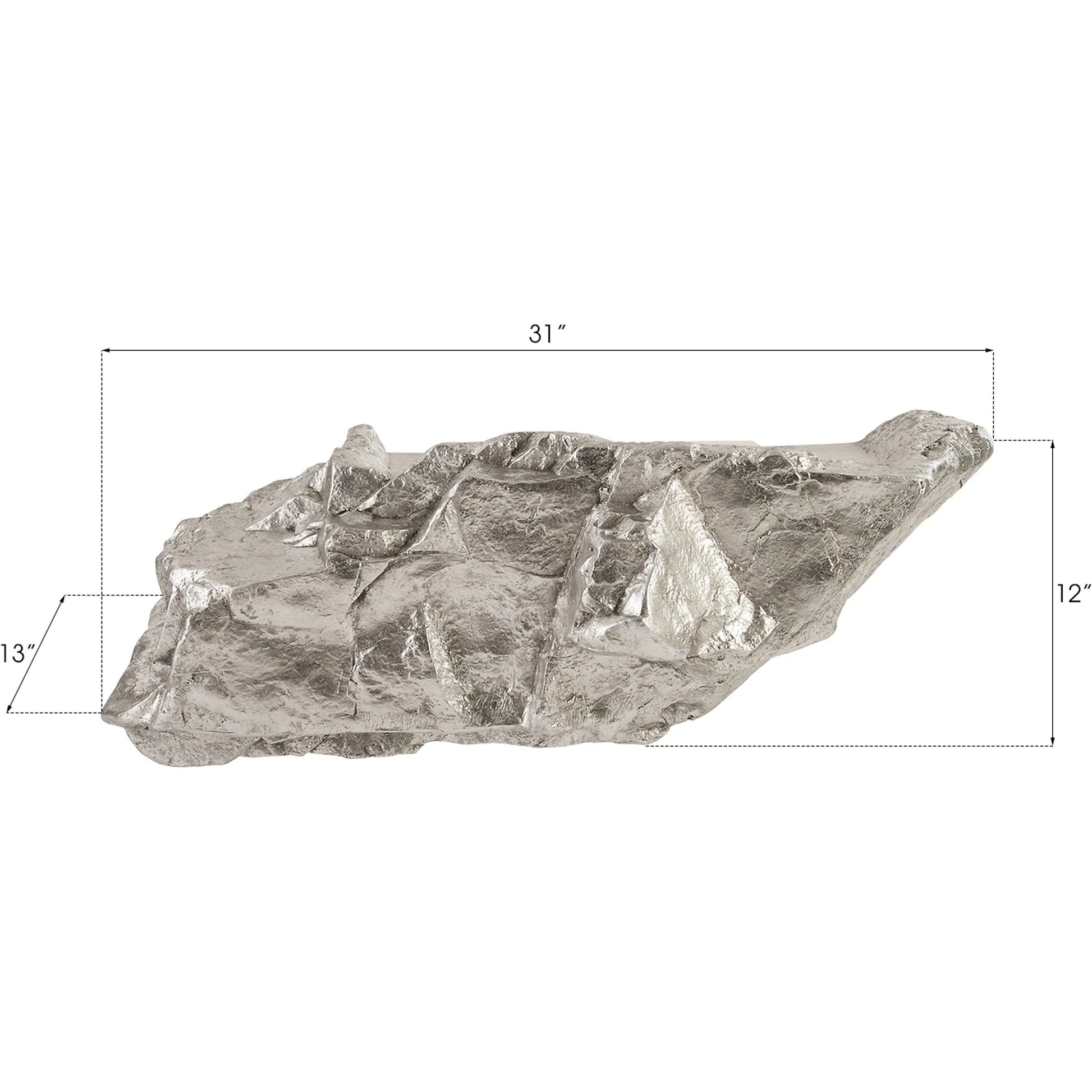 Boulder Shelf by Phillips Collection in gold and gold leaf. Made from resin in a modern style.