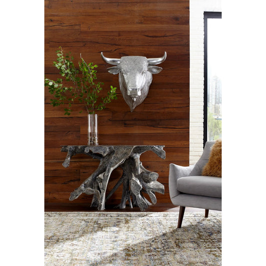 Spanish Fighting Bull Wall Art by Phillips Collection in silver and silver leaf. Made from resin in a eclectic & global style.