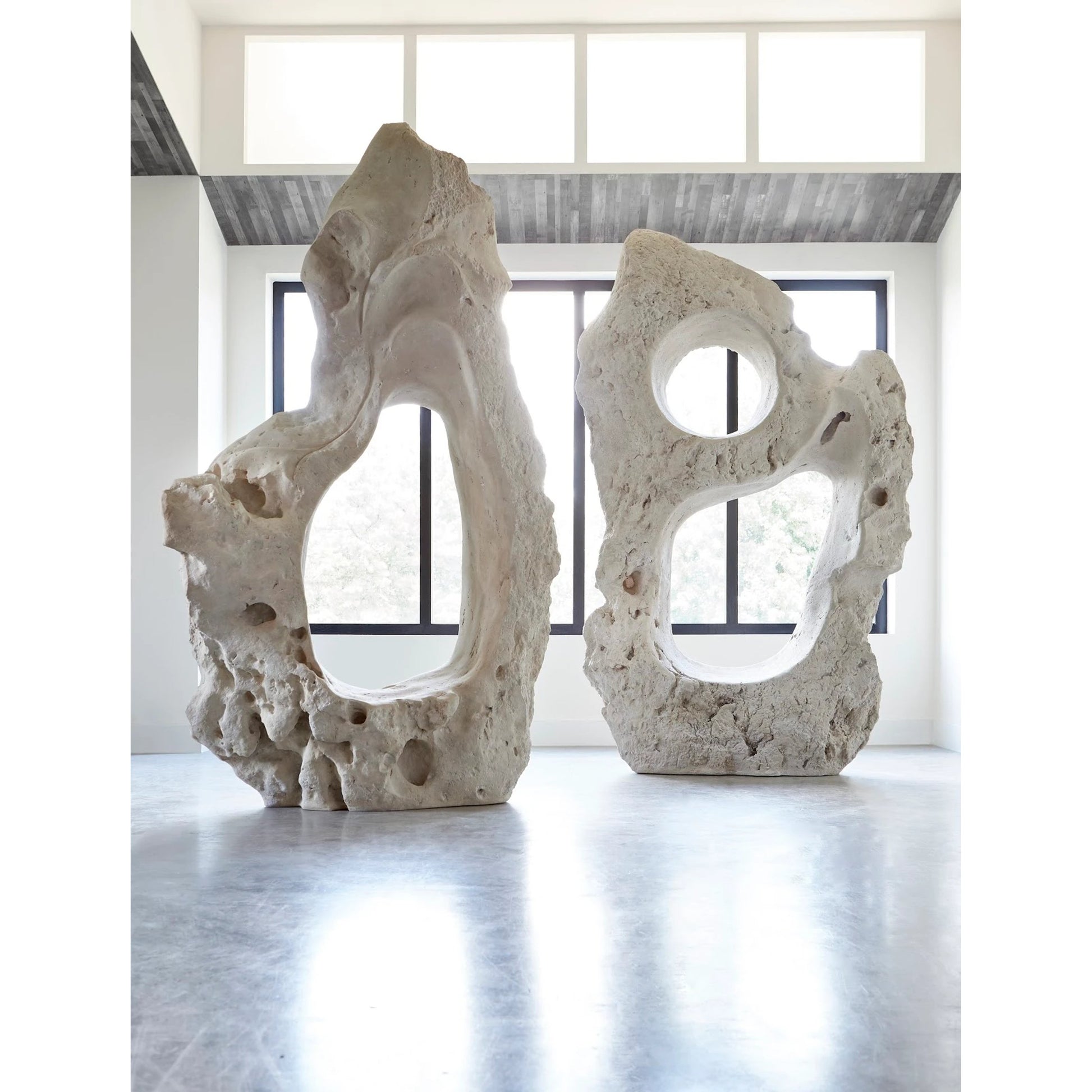 Organic Stone Sculpture by Phillips Collection in beige and roman stone. Made from resin in a eclectic & global style.