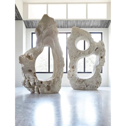Organic Stone Sculpture by Phillips Collection in beige and roman stone. Made from resin in a eclectic & global style.