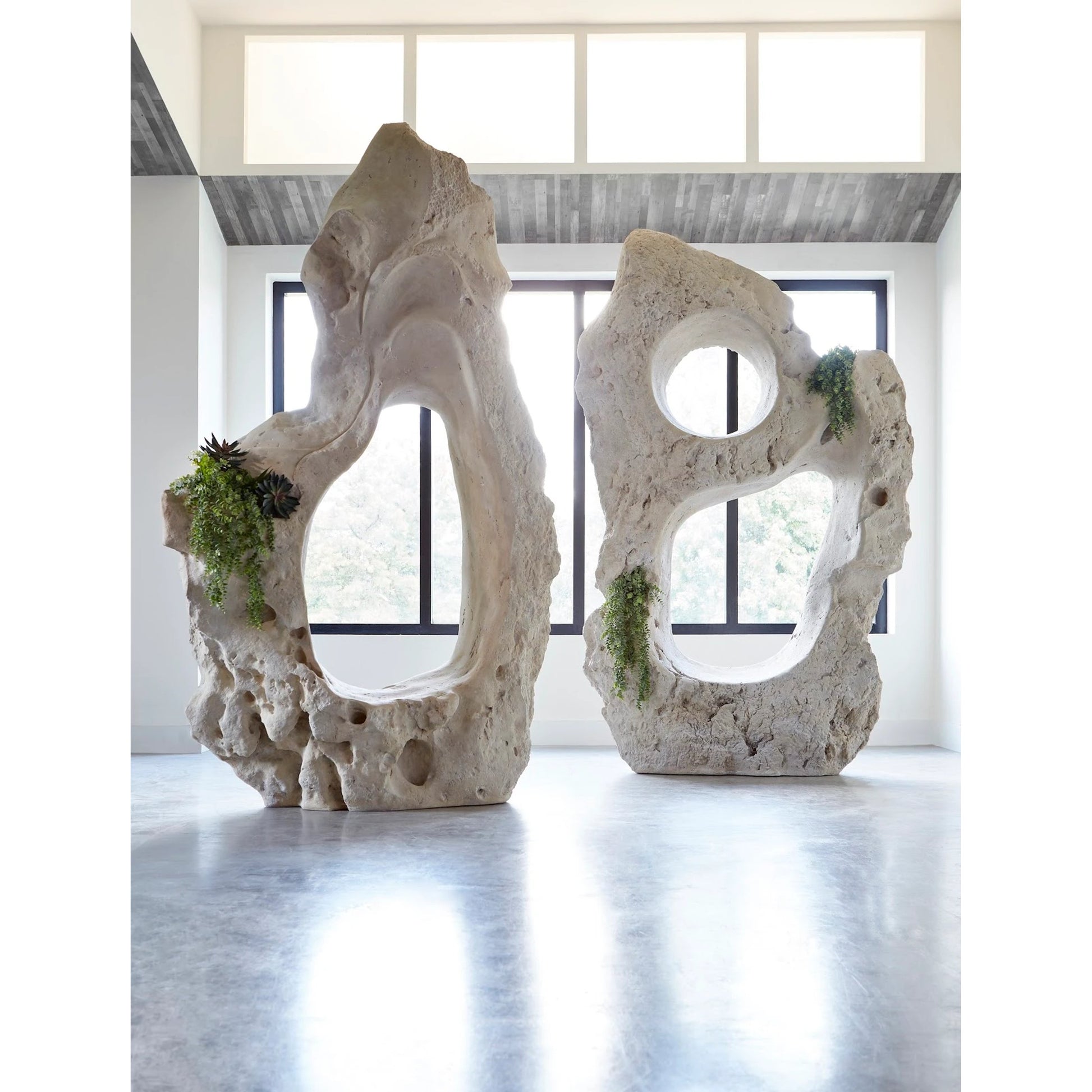 Organic Stone Sculpture by Phillips Collection in beige and roman stone. Made from resin in a eclectic & global style.