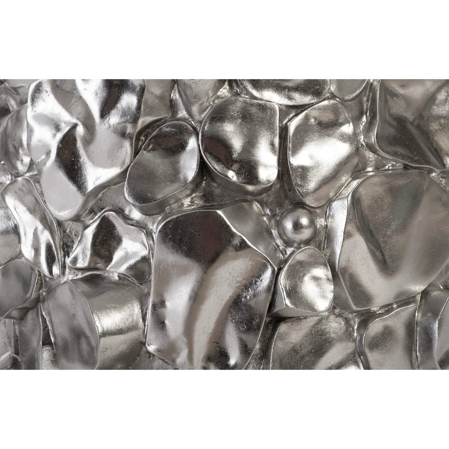002 SI-1790221 | Closeup | Cairn Side Table by Phillips Collection in silver and silver leaf. Made from resin glass in a transitional style.