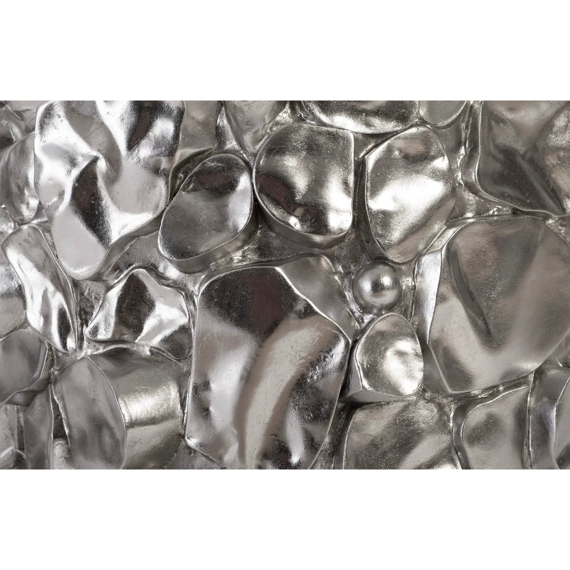 Cairn Side Table by Phillips Collection in silver and silver leaf. Made from resin glass in a transitional style.