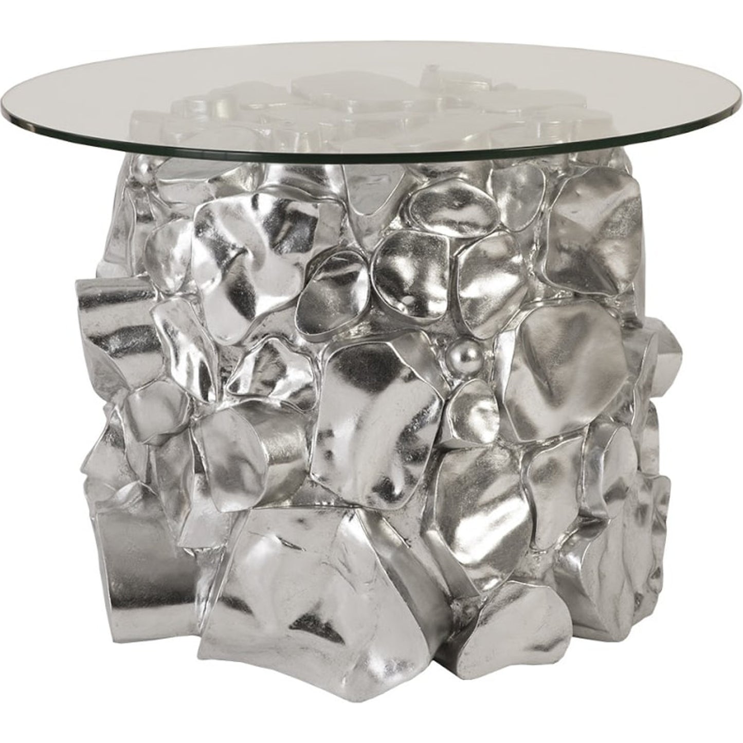 000 SI-1790221 | Primary Silo | Cairn Side Table by Phillips Collection in silver and silver leaf. Made from resin glass in a transitional style.