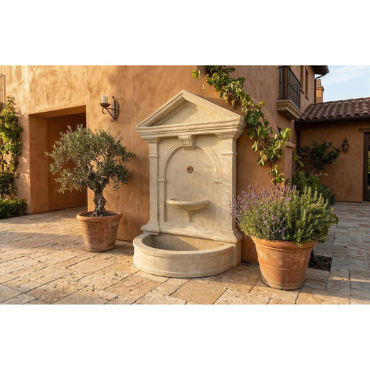 Florentine Fountain by Phillips Collection in off white and roman stone. Made from resin in a unique style.