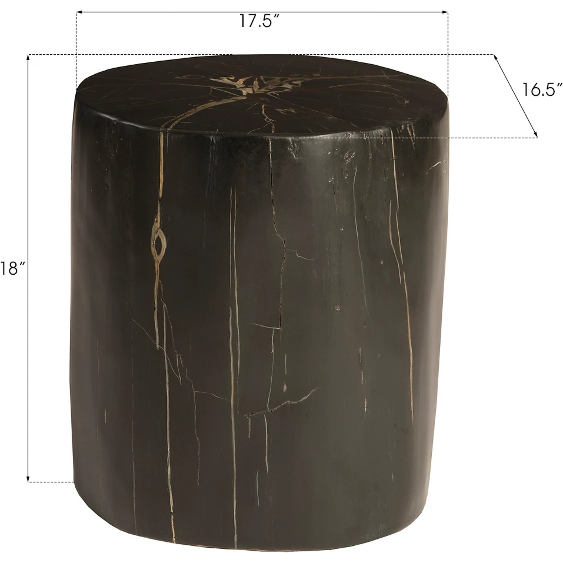 Cast Petrified Black Round Wood Stool, Resin by Phillips Collection in black, gold and black round. Made from resin in a eclectic & global style.