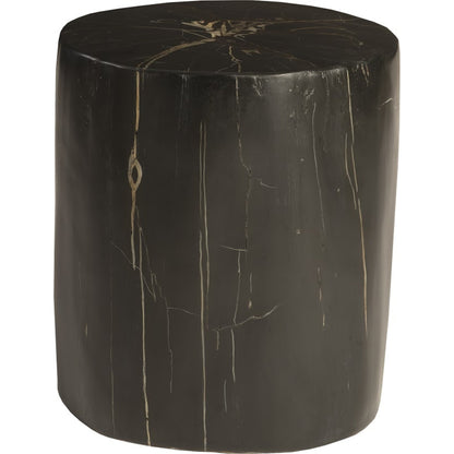 Cast Petrified Black Round Wood Stool, Resin by Phillips Collection in black, gold and black round. Made from resin in a eclectic & global style.