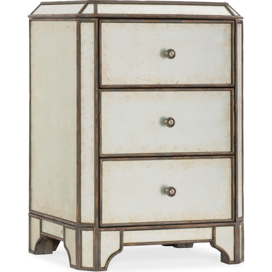 Arabella Nightstand by Hooker Furniture in eglomise. Made from hardwoods, cedar veneers, eglomise in a transitional style.