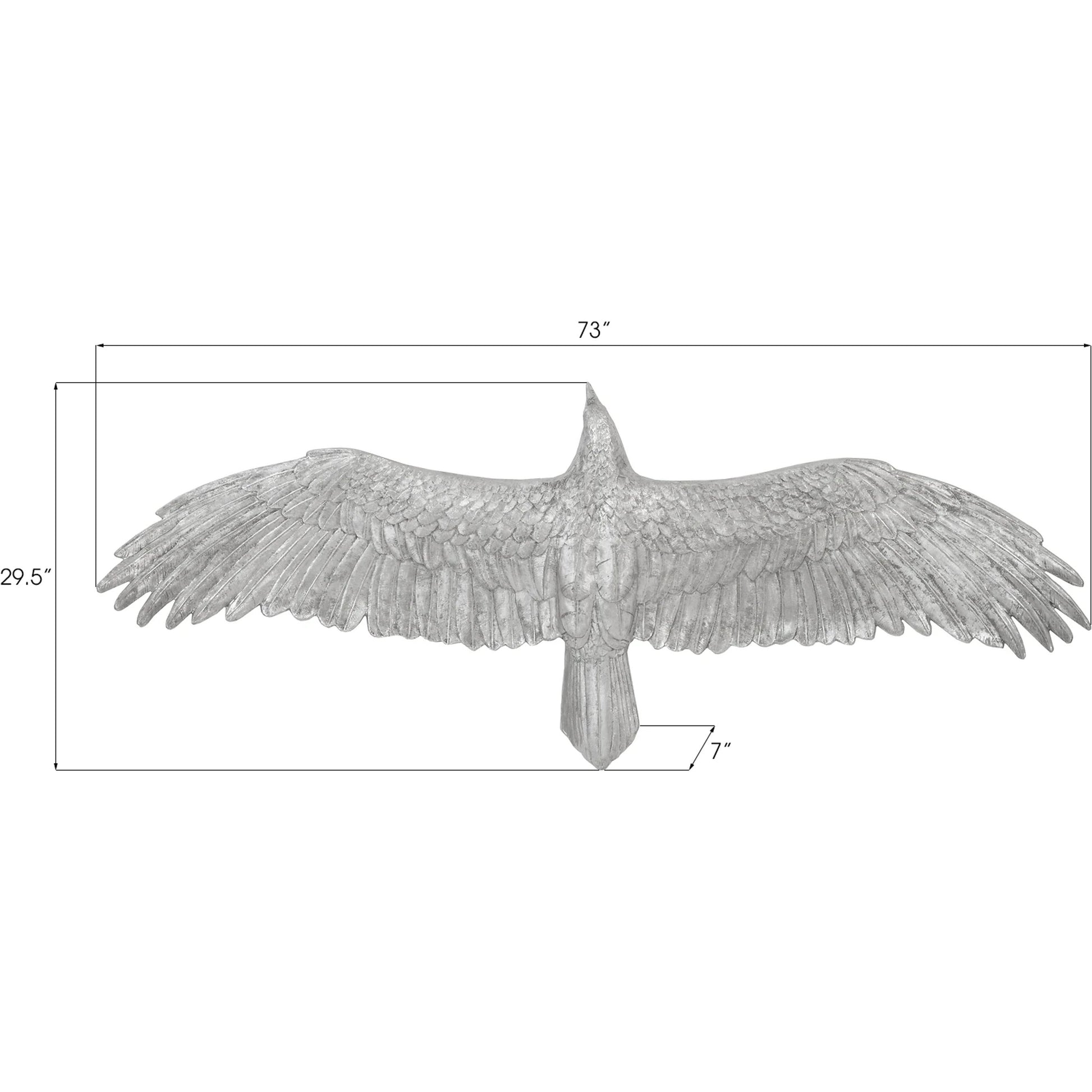 Soaring Eagle Wall Art by Phillips Collection in silver and silver leaf. Made from resin in a eclectic & global style.