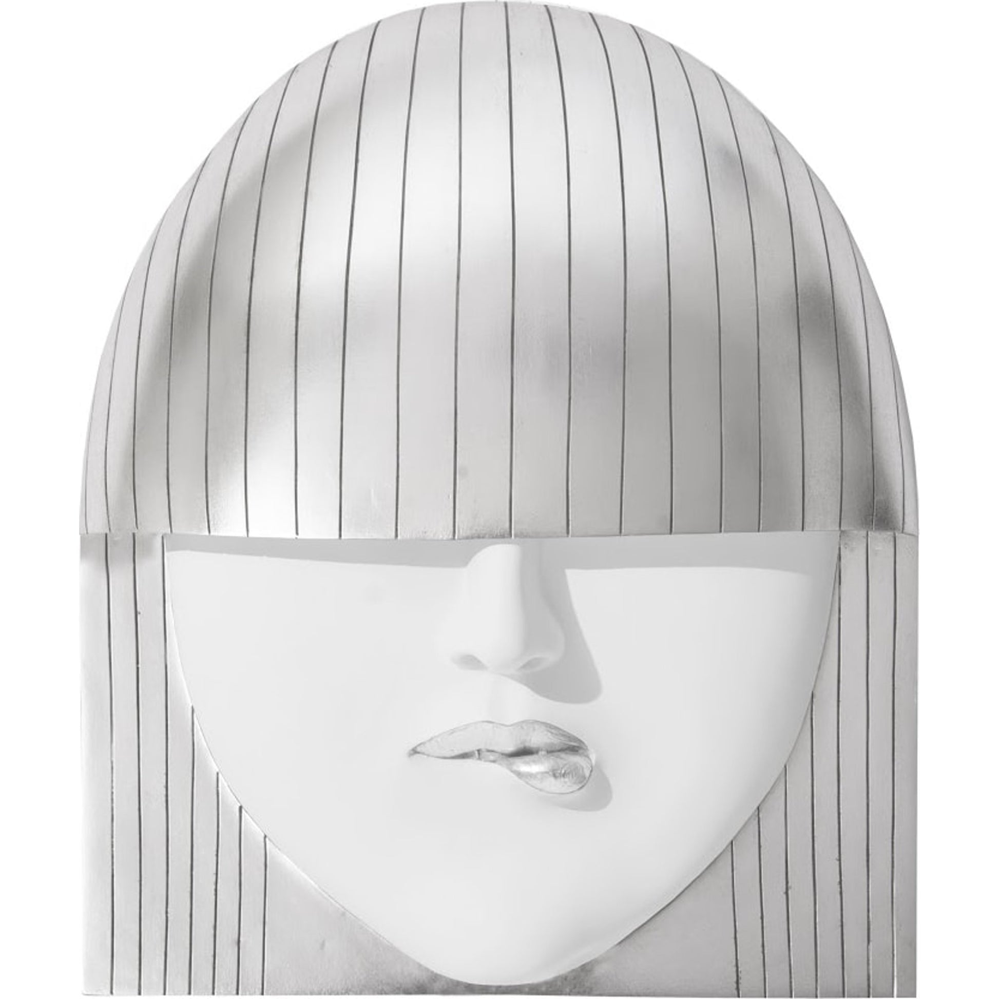 Fashion Faces Large Pout White and Silver Wall Art by Phillips Collection in silver, white and silver leaf. Made from resin in a modern style.