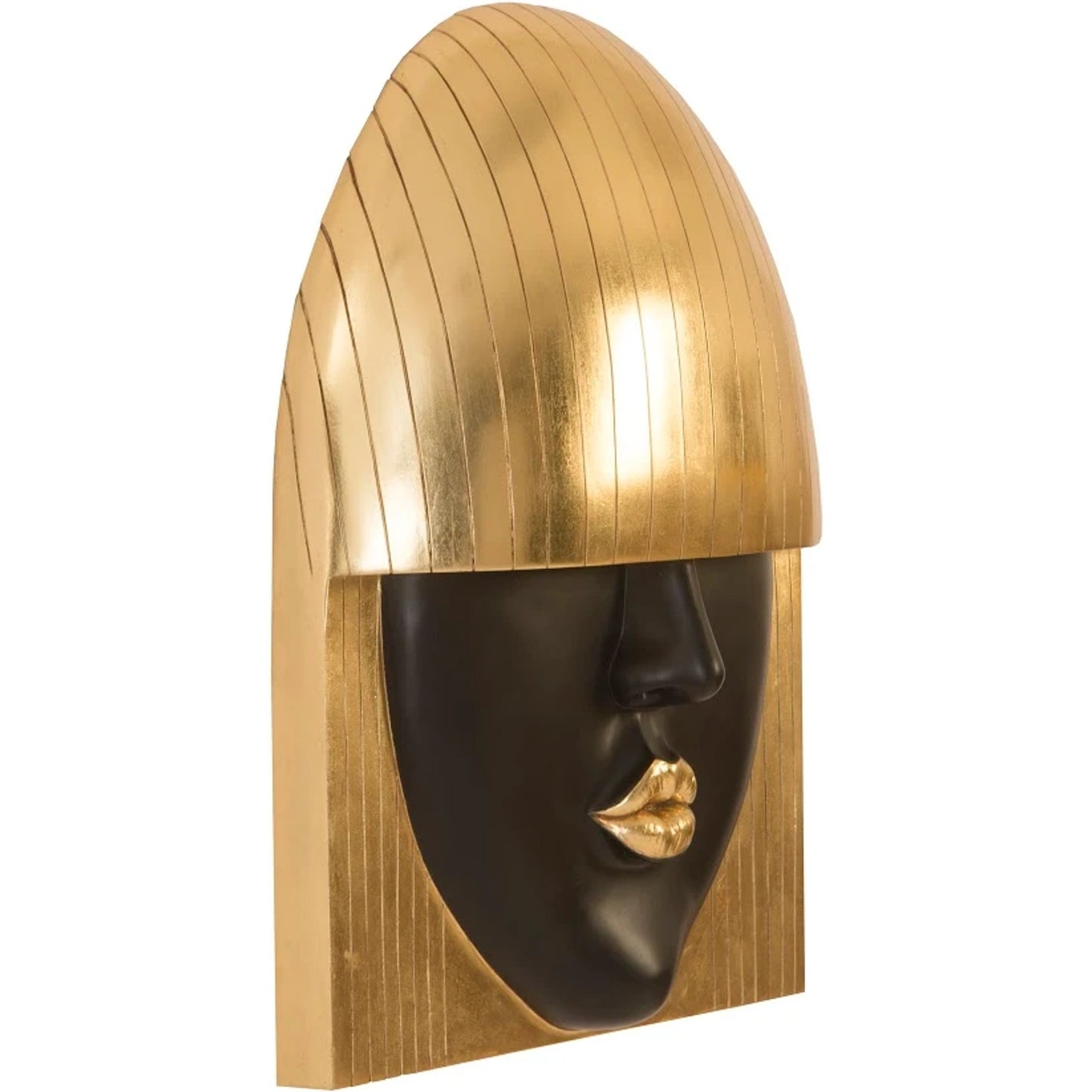 003 SI-1944841 | Additional Silo | Fashion Faces Large Kiss Black and Gold Wall Art by Phillips Collection in black, gold and gold leaf. Made from resin in a modern style.