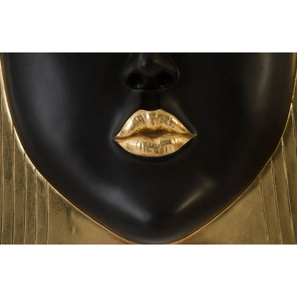 Fashion Faces Large Kiss Black and Gold Wall Art by Phillips Collection in black, gold and gold leaf. Made from resin in a modern style.