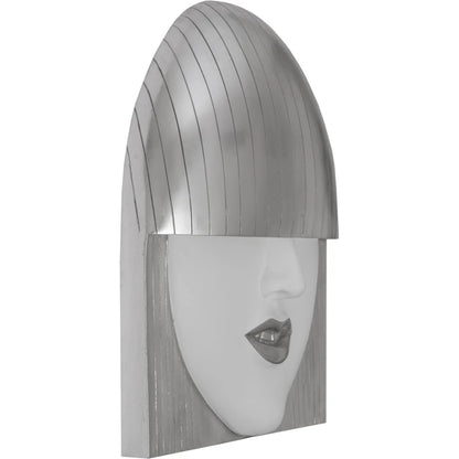 Fashion Faces Large Smile White and Silver Wall Art by Phillips Collection in silver, white and silver leaf. Made from resin in a modern style.