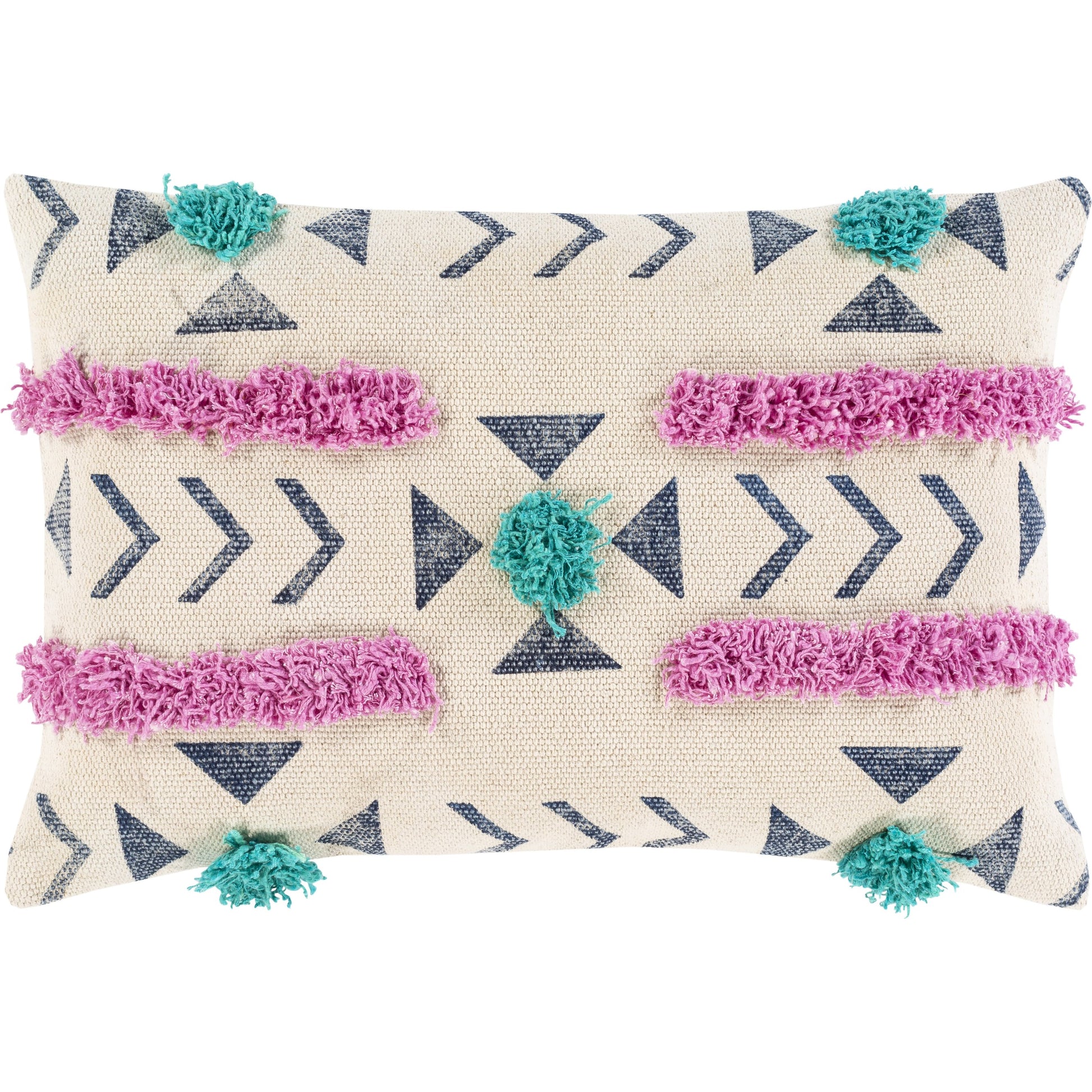 Phoebe Pillow - 5687 by Surya in purple, beige, dark blue, teal. Made from 100% cotton in a rustic style.