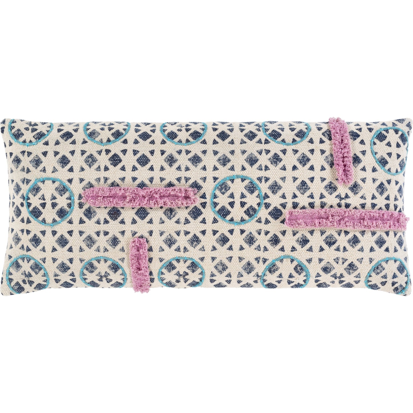 001 SR-880809,SR-880810 | Primary Silo | Phoebe Pillow - 30859 by Surya in purple, beige, dark blue, teal. Made from 100% cotton in a rustic style.