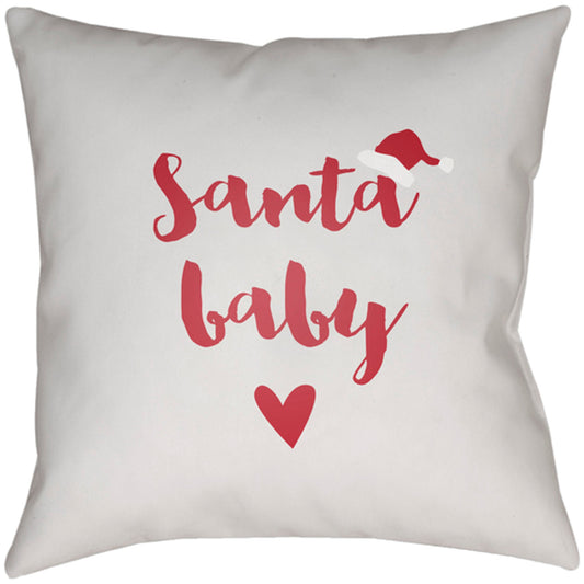 Santa Baby Pillow - 24236 by Livabliss in red. Made from front: 100% polyester, back: 100% polyester, fill: 100% polyester, polyfill in a traditional style.