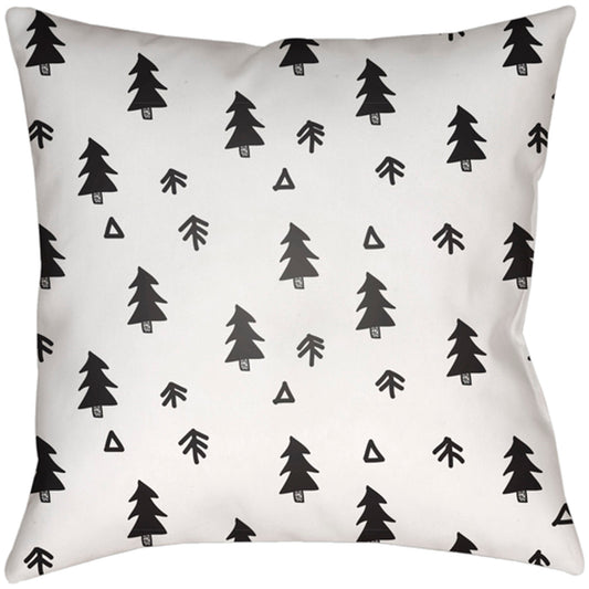Fir Forest Pillow - 29812 by Livabliss in white. Made from front: 100% polyester, back: 100% polyester, fill: 100% polyester, polyfill in a traditional style.
